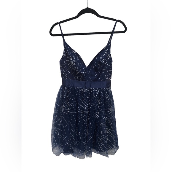 Windsor Dresses & Skirts - Windsor Navy Blue Silver Fireworks Dress size Small